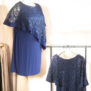 R&M Richards 18 Sequined Poncho Cocktail Dress